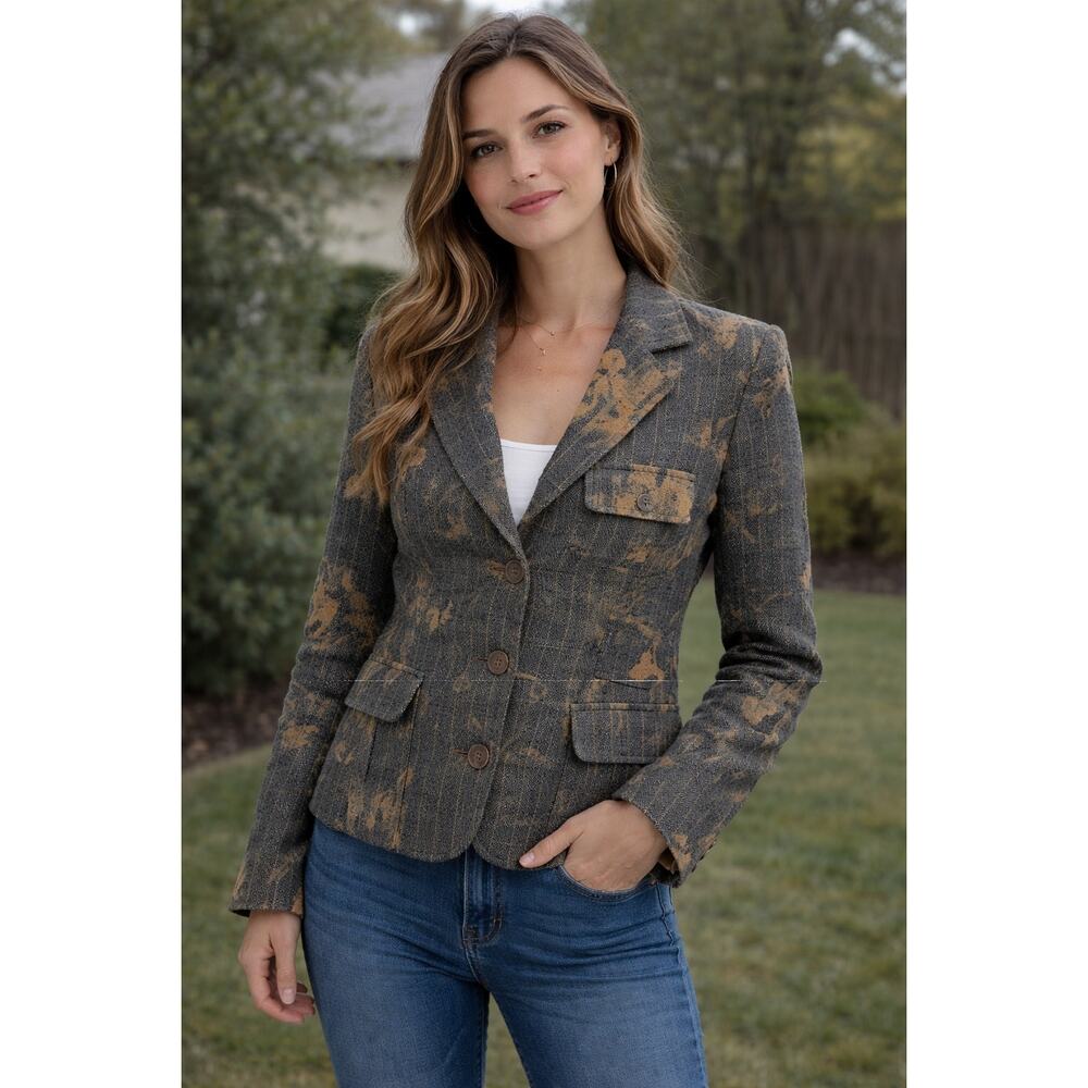 Vintage Catherine Jane Blazer Denim Velvet Floral Button Up 2 Whimsy Goth
